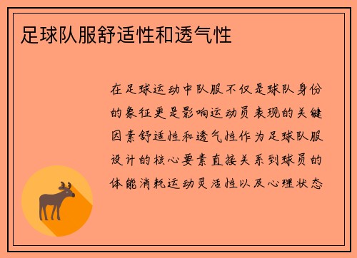 足球队服舒适性和透气性